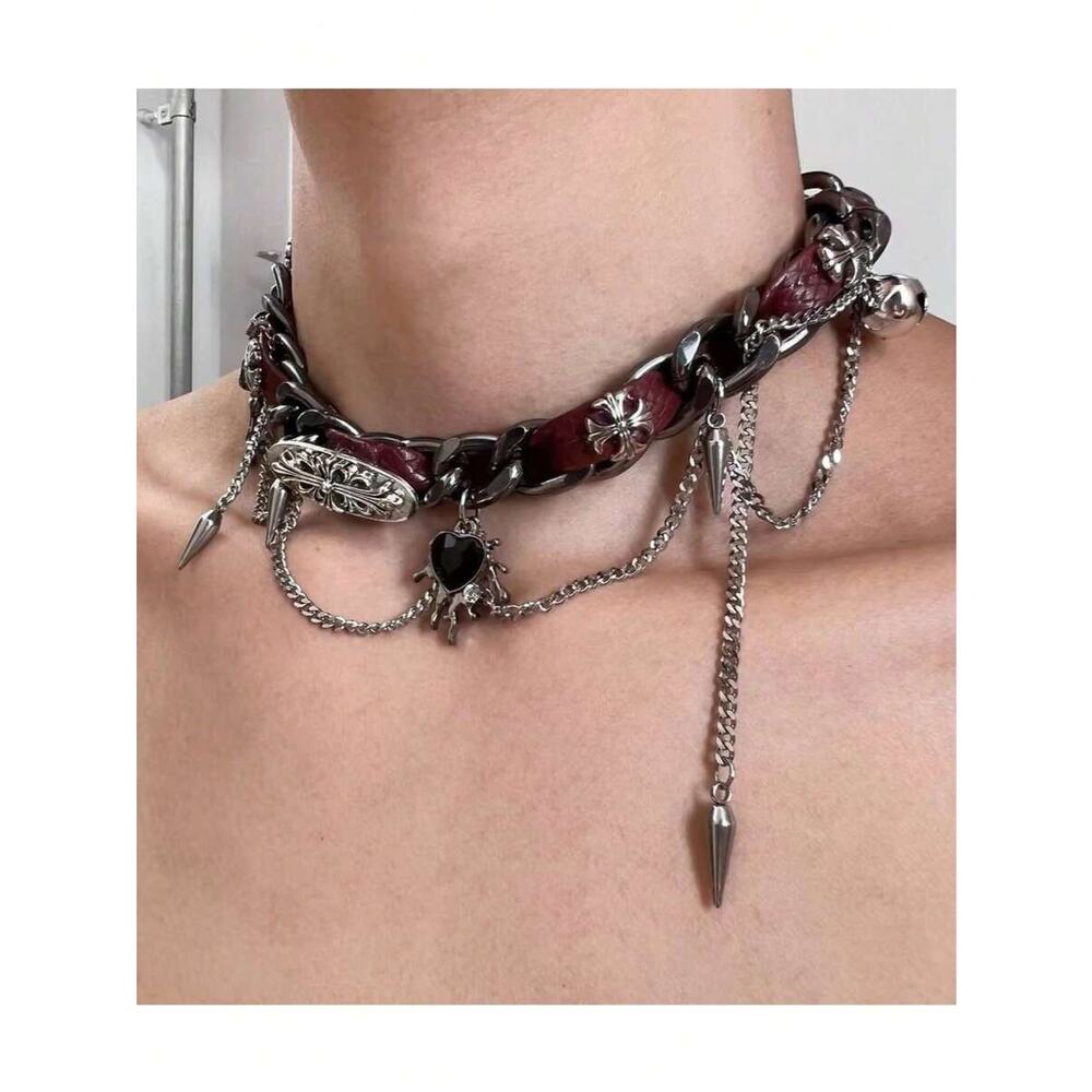 Gothic Goth Emo Punk Heart Choker Necklace Punk Y2K Statement Choker